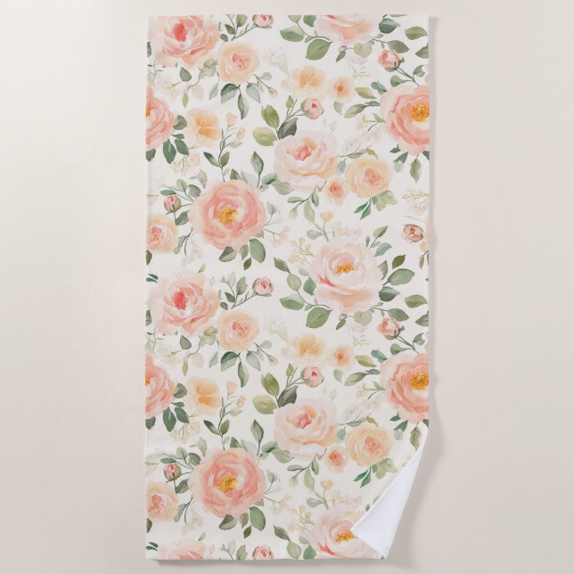 Serviette De Plage Jolies Fleurs de Pêcher Romantiques   (Devant)
