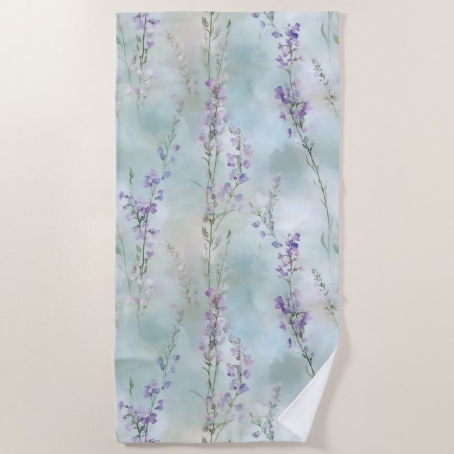 Serviette De Plage Jolies Fleurs Violettes (Devant)