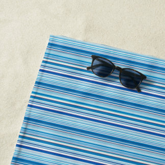 Serviette De Plage Jolies rayures bleues blanches