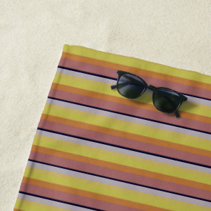 Serviette De Plage Jolies rayures de couleurs vintage