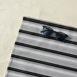 Serviette De Plage Jolies rayures noir gris