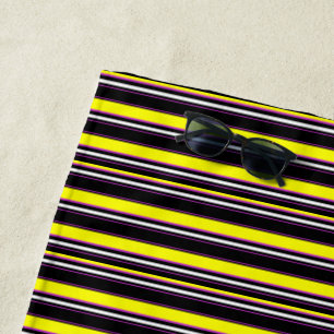 Serviette De Plage Jolies rayures noires jaunes