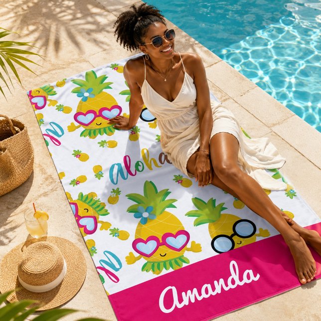 Serviette De Plage Jolis Ananas Aloha Féminin (Créateur téléchargé)
