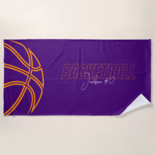 Serviette De Plage Joueur de basket Nom Numéro Entraîneur Purple Spor