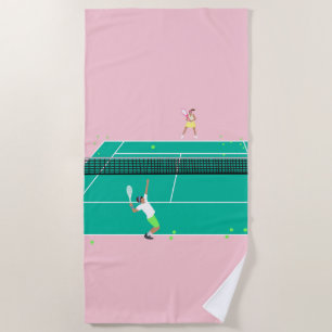 Serviette De Plage Joueur de Match Art Moderne Pink Green