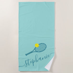 Serviette De Plage Joueur Personnalisé Entraîneur De Tennis Monogramm