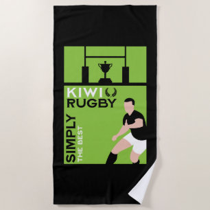 Serviette De Plage Joueurs de rugby Kiwi NZ Art