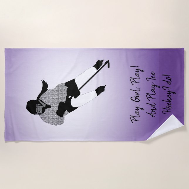 Serviette De Plage Joueuse de hockey sur glace (Devant)