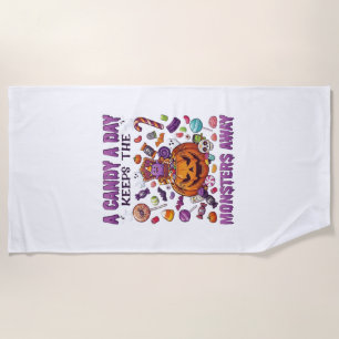 Serviette De Plage Jour de bonbons éloigne les monstres Halloween Cit