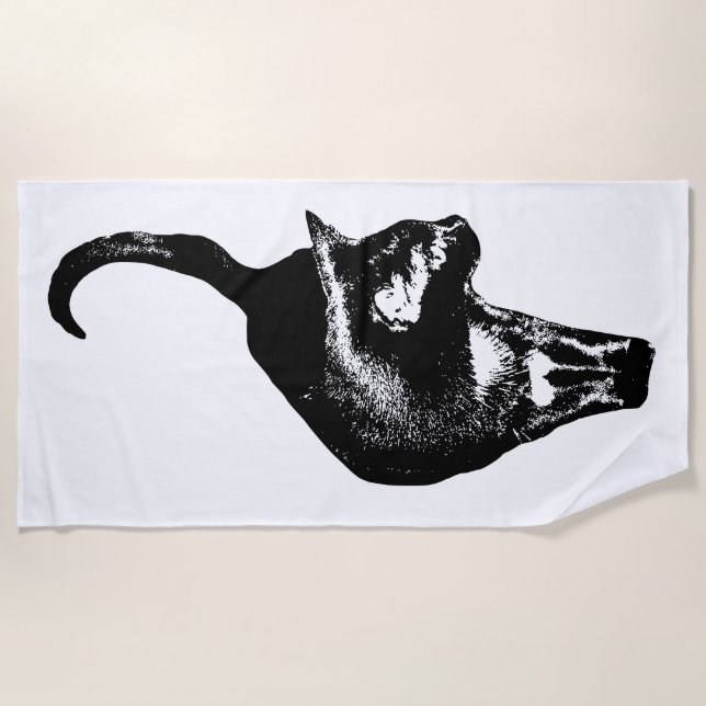 Serviette De Plage Journée du chat actif (Devant)