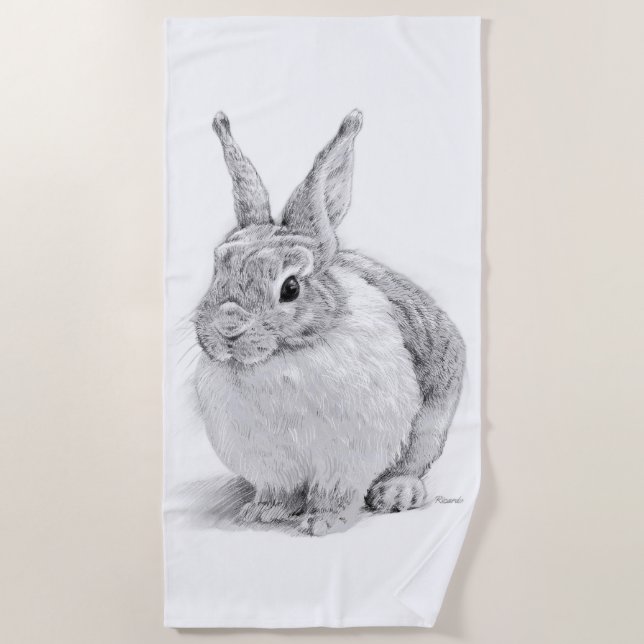 Serviette De Plage Journée du lapin (Devant)