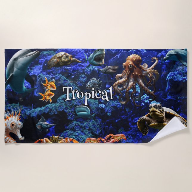 Serviette De Plage Journée Mondiale des Océans Tropicaux (Devant)