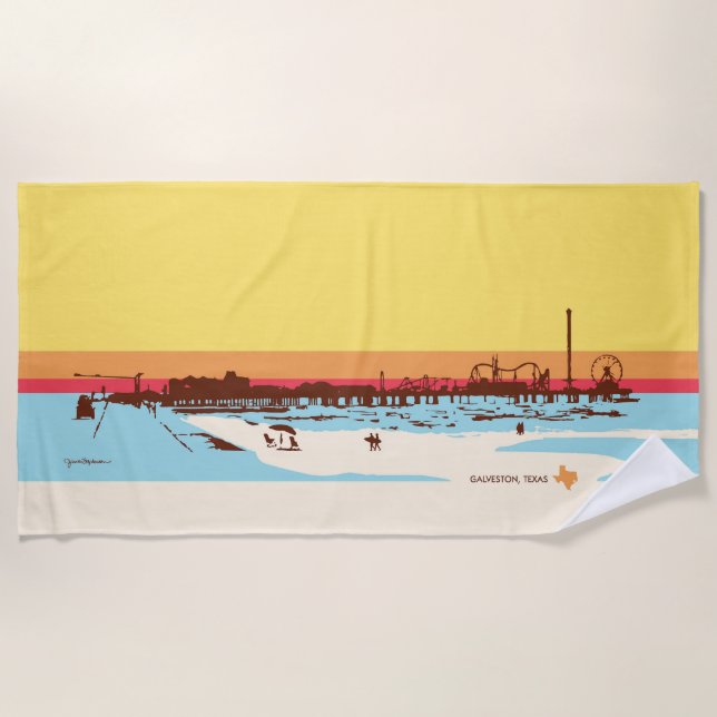 Serviette De Plage Journées de surf - Galveston Island, Pleasure Pier (Devant)