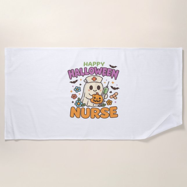 Serviette De Plage Joyeuse chemise d'Halloween - Médicale mignonne (Devant)