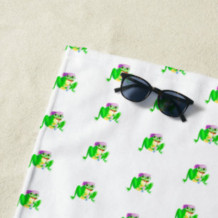 Serviette De Plage Joyeuse Grenouille de fête