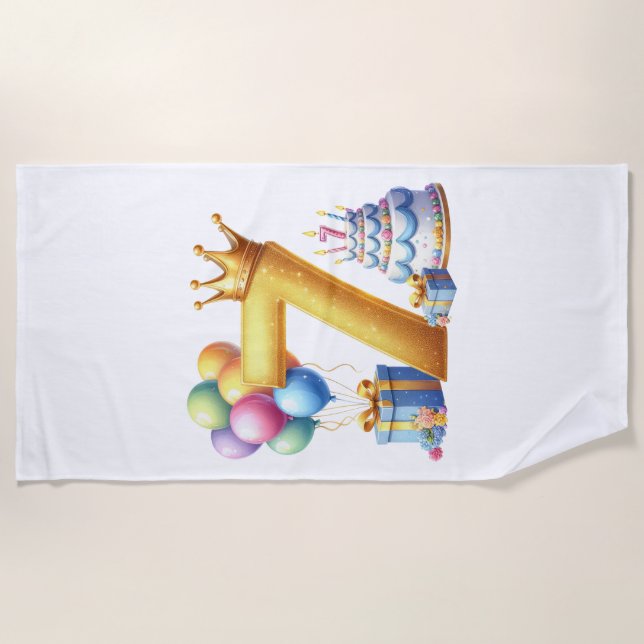 Serviette De Plage Joyeux 7ème Anniversaire (Devant)