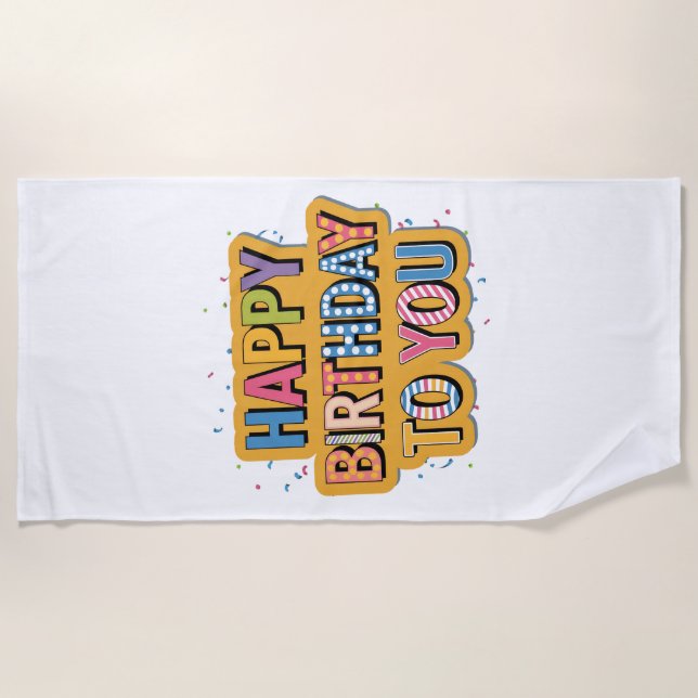 Serviette De Plage Joyeux anniversaire à motifs (Devant)