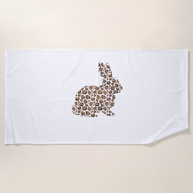 Serviette De Plage Joyeux cadeau de Pâques Empreinte de léopard Motif (Devant)