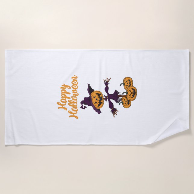 Serviette De Plage Joyeux épouvantail d'Halloween (Devant)