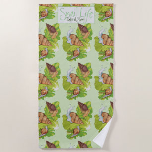 Serviette De Plage Joyeux escargots sur l'art de la feuille de laitue