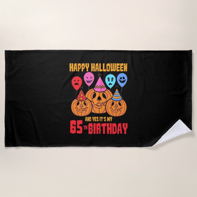 Serviette De Plage Joyeux Halloween 65e anniversaire (Devant)