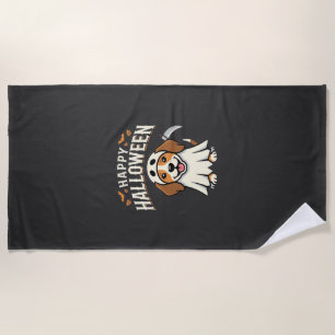 Serviette De Plage Joyeux Halloween Beagle Chien Design_1