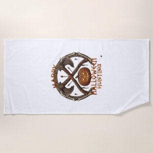 Serviette De Plage Joyeux Halloween Chasse Citrouille Haches Croisées