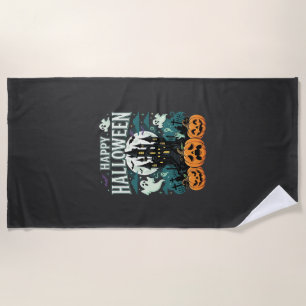 Serviette De Plage Joyeux Halloween Château Hanté Fantômes et Citroui