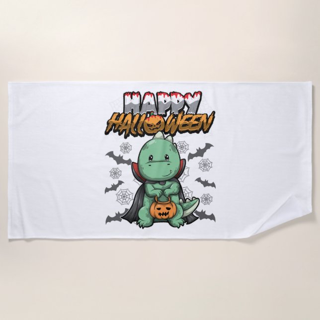 Serviette De Plage Joyeux Halloween Dragon déguisé (Devant)