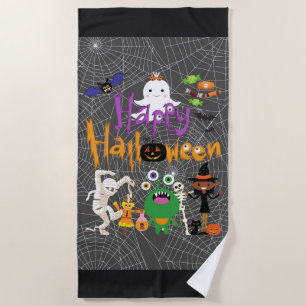 Serviette De Plage Joyeux Halloween Enfants mignonnes et Éffrayants