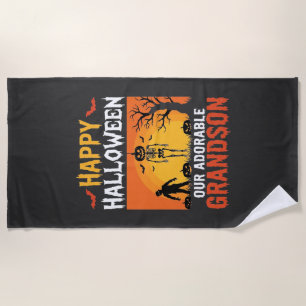 Serviette De Plage Joyeux Halloween Petit-Fils Squelette Citrouille