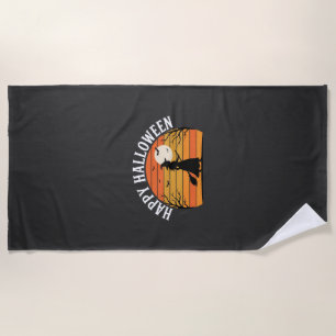 Serviette De Plage Joyeux Halloween Sorcière Coucher de soleil Design