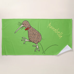 Serviette De Plage Joyeux kiwi de saut avec dessin de cravate arc