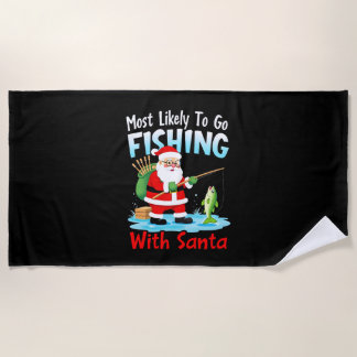 Serviette De Plage Joyeux Noël Pour Cadeau Pêche Papa Noël (