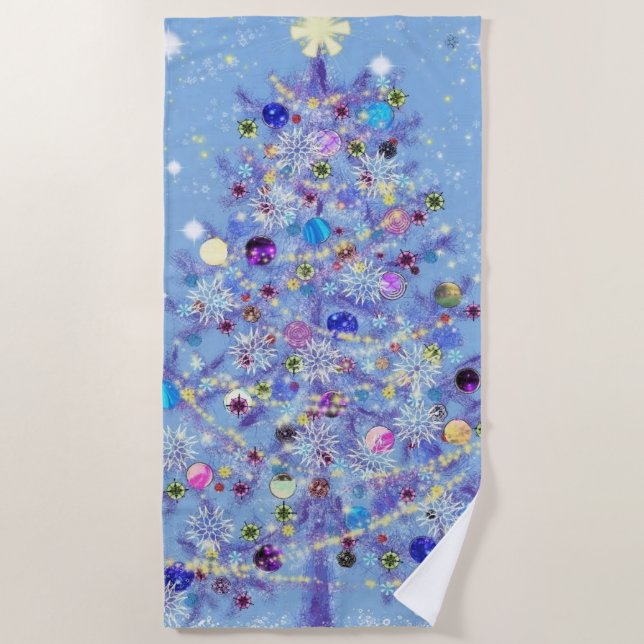Serviette De Plage Joyeux Noël - Sapin de Noël (Devant)
