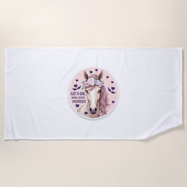 Serviette De Plage Juste une fille qui aime les chevaux (2) (Devant)
