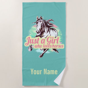 Serviette De Plage Juste Une Fille Qui Aime Les Chevaux Aquarelle Vin
