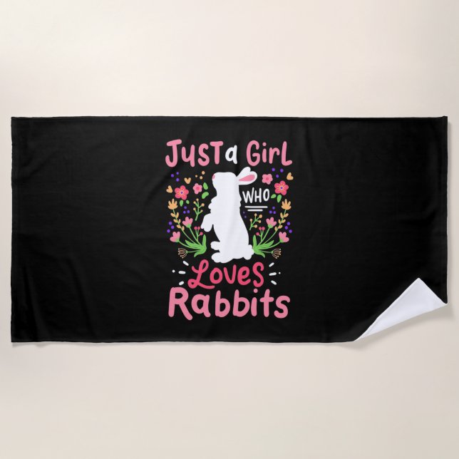 Serviette De Plage Juste une fille qui aime les lapins (Devant)