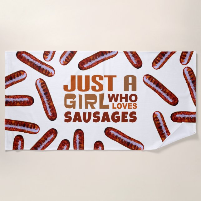 Serviette De Plage Juste une fille qui aime les saucisses (Devant)
