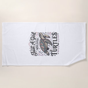Serviette De Plage Juste une fille qui aime les tortues Vintage conce