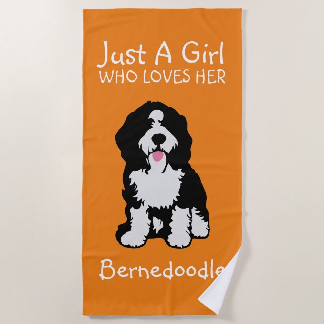 Serviette De Plage Juste une fille qui aime son Bernedoodle (Devant)