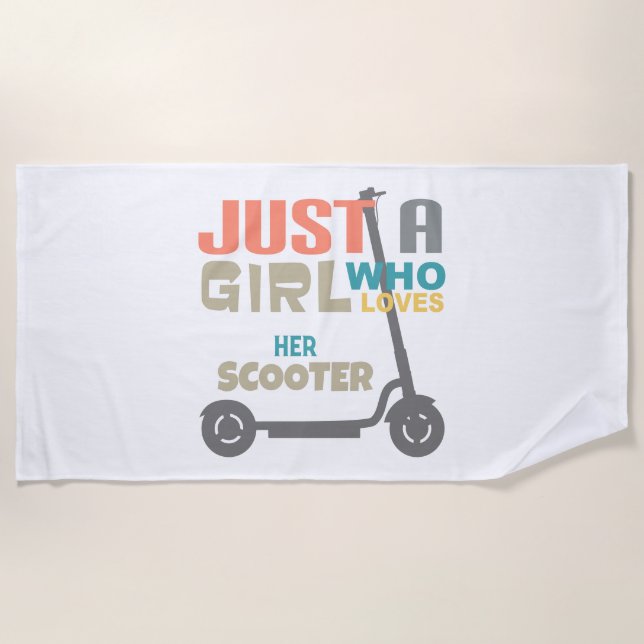 Serviette De Plage Juste une fille qui aime son scooter (Devant)