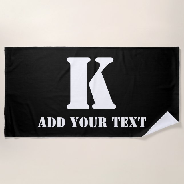 Serviette De Plage K Monogramme classique tendance mariage personnali (Devant)