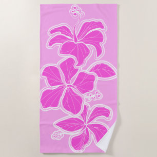 Serviette De Plage Kailua Hibiscus Hawaiian Ingénié Floral - Rose
