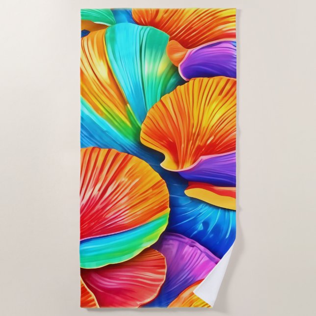 Serviette De Plage Kaleidoscope des coquilles océaniques (Devant)