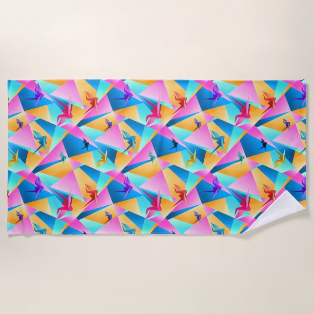 Serviette De Plage Kaléidoscope d'origami (Devant)