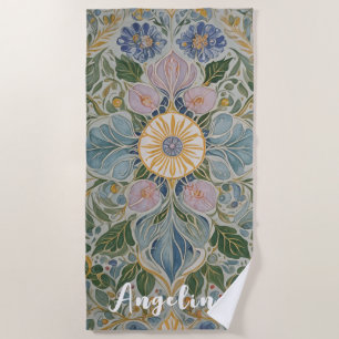 Serviette De Plage Kaleidoscope floral Personnalisé