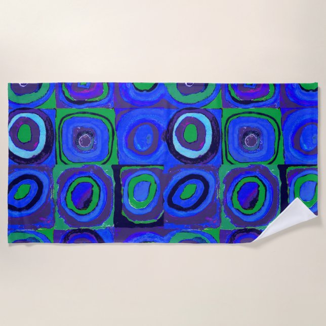 Serviette De Plage Kandinsky Farbstudie Carrés Bleus Cercle Carré  (Devant)