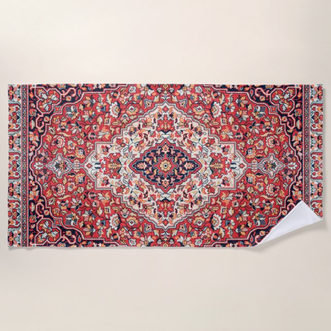 Serviette De Plage Kashan Poshti Central Persian Ruban Print (Devant)