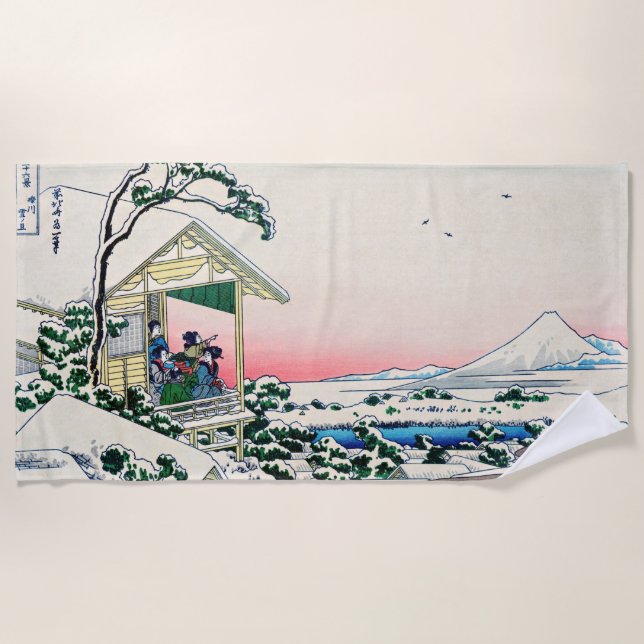 Serviette De Plage Katsushika Hokusai - Maison de thé à Koishikawa (Devant)